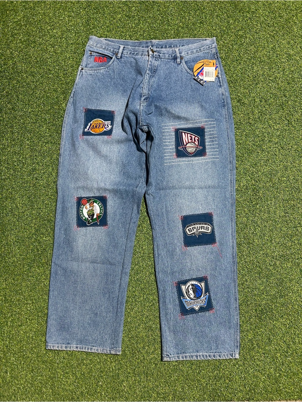 Men’s Vintage UNK NBA Baggy Patchwork Denim Jeans NWT